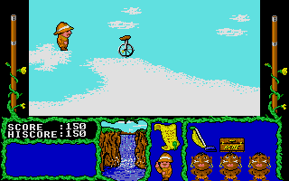 Cosmic Relief: Prof. Renegade to the Rescue (Atari ST) screenshot: Can't walk across this gap in the clouds, so I must jump