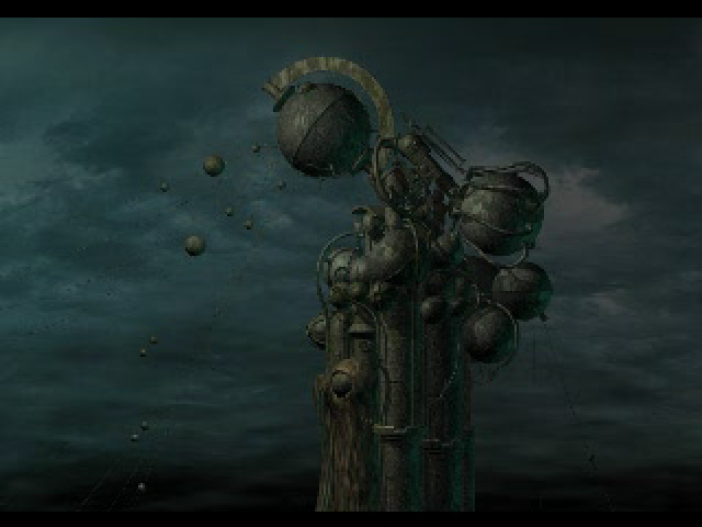 Baroque Syndrome (PlayStation) screenshot: Weird dystopian-cyberpunkish mix.