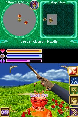Deep Labyrinth (Nintendo DS) screenshot: Fighting another slime. The overall enemy design in Deep Labyrinth isn't all that inspired.