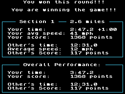 The Duel: Test Drive II (MSX) screenshot: Statistics
