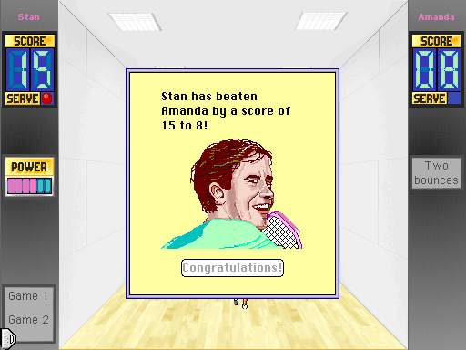Club Racquetball (Macintosh) screenshot: And the winner is...