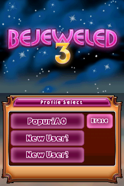 Bejeweled 3 (Nintendo DS) screenshot: Selecting Profile.