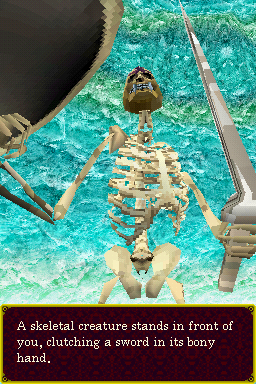 Deep Labyrinth (Nintendo DS) screenshot: Right off the bat you are attacked by a skeleton.