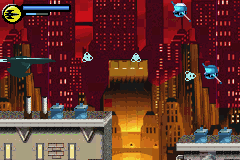 Batman: Vengeance (Game Boy Advance) screenshot: Use the Batplane to neutralize aerial menaces.