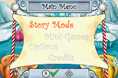 Elf: The Movie (Game Boy Advance) screenshot: Main menu
