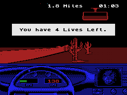 The Duel: Test Drive II (MSX) screenshot: Crashed into a cactus