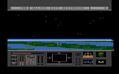 Star Raiders II (Atari 8-bit) screenshot: Using the bomb sight