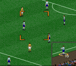 FIFA Soccer 96 (SNES) screenshot: A throw in