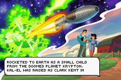 Superman: Countdown to Apokolips (Game Boy Advance) screenshot: Several comic panels explain the premise