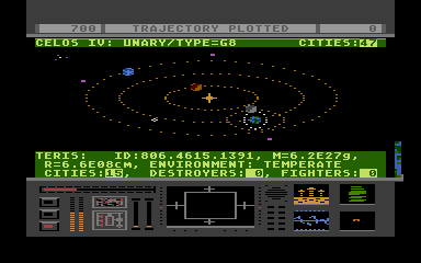 Star Raiders II (Atari 8-bit) screenshot: The star chart