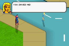 Superman: Countdown to Apokolips (Game Boy Advance) screenshot: The hostages give you words of thanks or encouragement