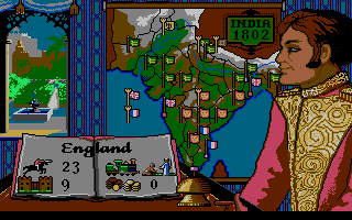 Champion of the Raj (Atari ST) screenshot: How it looks after 1 turn