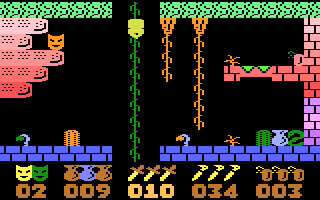Strzyga (Atari 8-bit) screenshot: Jar between cactus and snake