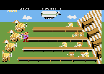 Tapper (Atari 8-bit) screenshot: Serving on a more difficult round