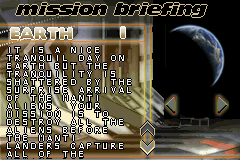 Defender (Game Boy Advance) screenshot: Mission report.