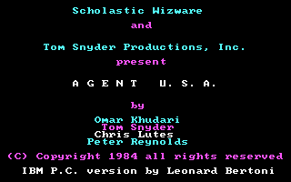Agent USA (PC Booter) screenshot: Title screen (CGA with RGB monitor)