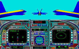 Blue Angels: Formation Flight Simulation (Atari ST) screenshot: In the air behind the leader