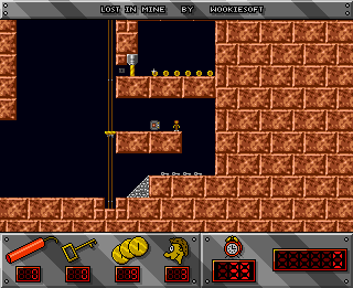 Lost in Mine (Amiga) screenshot: Platform control device