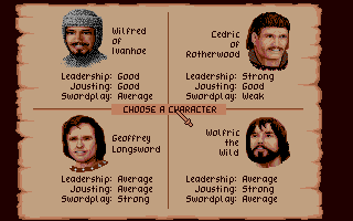 Defender of the Crown (Atari ST) screenshot: Choose your Saxon lord to play as.