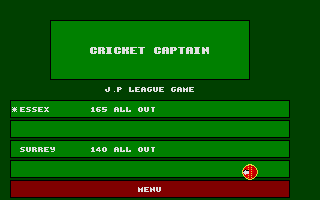 Cricket Captain (Atari ST) screenshot: Essex win by 25 runs