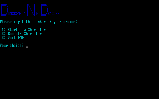 Heathkit DND (DOS) screenshot: The title screen and main menu.