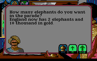 Champion of the Raj (Atari ST) screenshot: Elephant, honey. It's an elephant