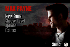 Max Payne (Game Boy Advance) screenshot: Main menu.