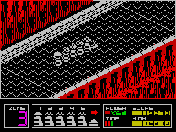 Highway Encounter (ZX Spectrum) screenshot: Crossing the Red Canyon.