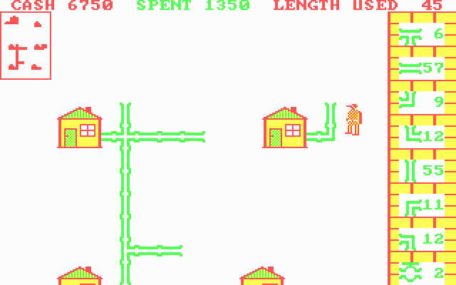Pipes (DOS) screenshot: Making some connections.