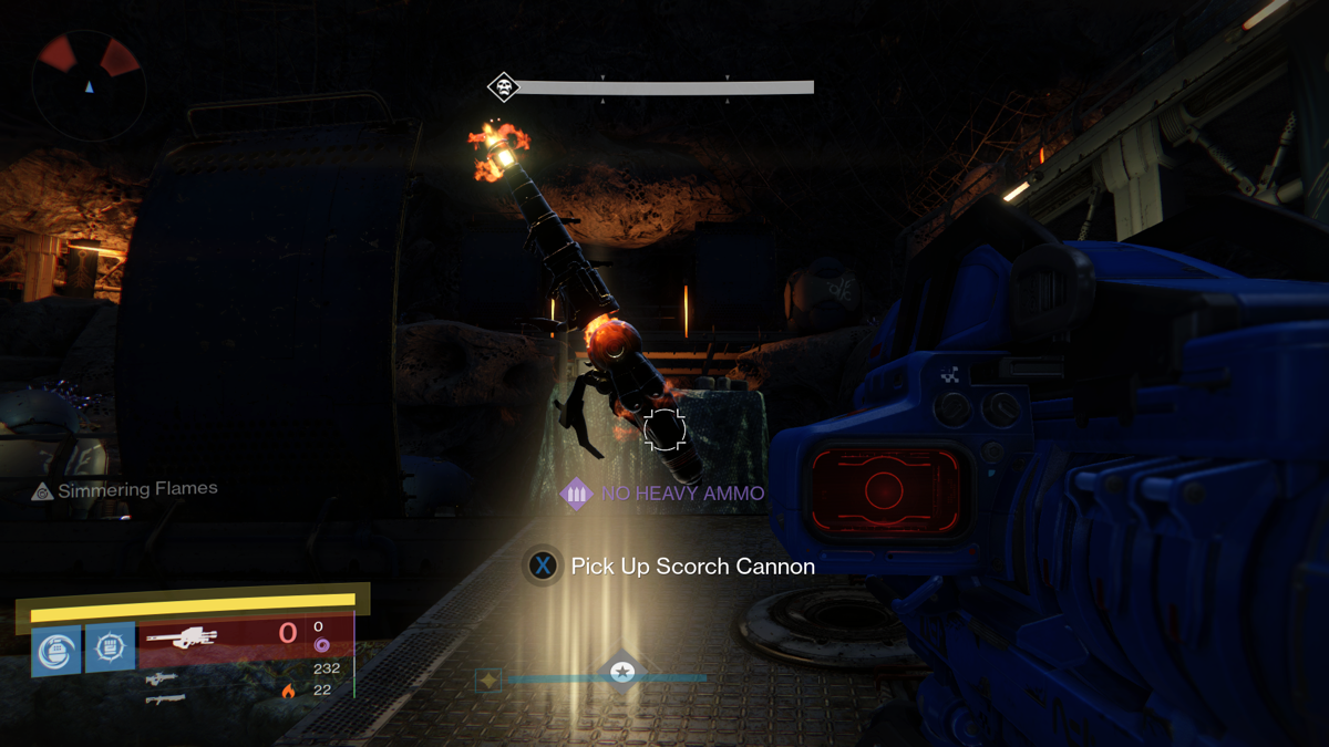 Destiny: Expansion II - House of Wolves (Xbox One) screenshot: Picking up the Scorch Cannon.