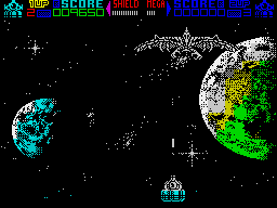 Mega Phoenix (ZX Spectrum) screenshot: Coming down towards me