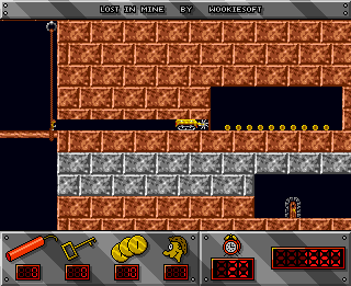 Lost in Mine (Amiga) screenshot: Drilling corridor in the rock