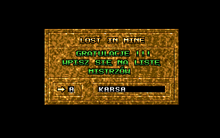 Lost in Mine (Amiga) screenshot: Enter your name.