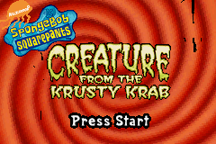 SpongeBob SquarePants: Creature from the Krusty Krab (Game Boy Advance) screenshot: Title Screen