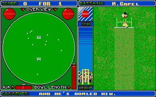 Cricket Captain (Atari ST) screenshot: He's out