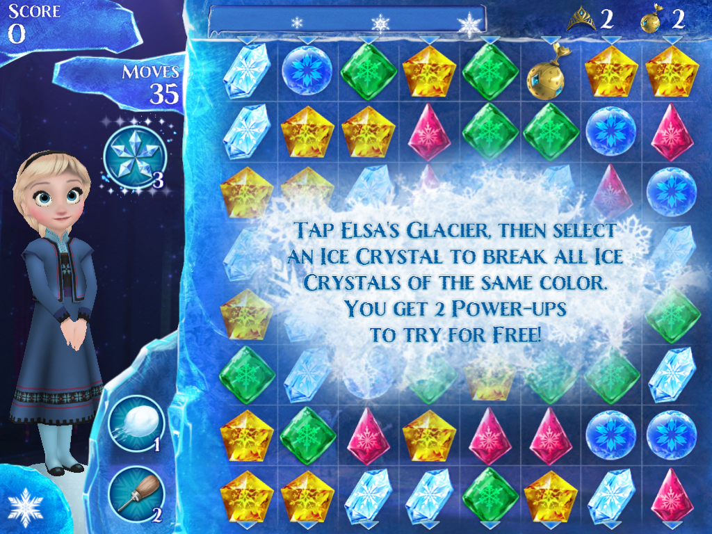 Frozen: Free Fall (iPad) screenshot: This is how to use Elsa glacier