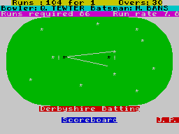 Cricket Captain (ZX Spectrum) screenshot: Nowhere near the required run rate in this match
