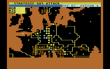 Theatre Europe (Atari 8-bit) screenshot: Strategic gas attack underway