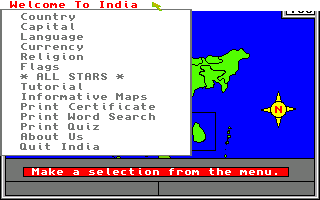 World Tour: Indian Sub-Continent (Amiga) screenshot: Menu
