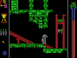 Vampire's Empire (MSX) screenshot: Who would put a guillotine at the end of a slippery stair?