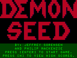 Demon Seed (TRS-80 CoCo) screenshot: Title screen