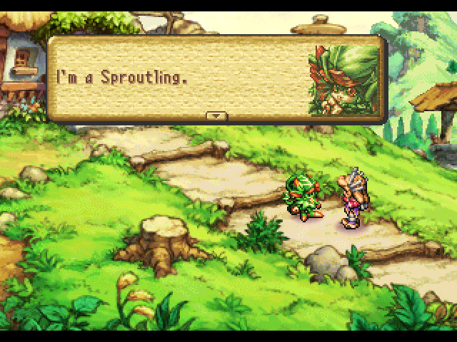 Legend of Mana (PlayStation) screenshot: Meeting a Sproutling.