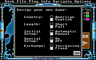 The Computer Edition of Risk: The World Conquest Game (Atari ST) screenshot: Customization options