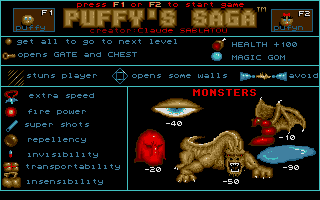 Puffy's Saga (Atari ST) screenshot: What does what