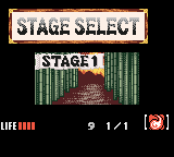 Return of The Ninja (Game Boy Color) screenshot: Stage select