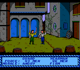 Sid Meier's Pirates! (NES) screenshot: Fighting the guard's captain.
