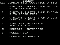 Dekorating Blues (ZX Spectrum) screenshot: Control selection