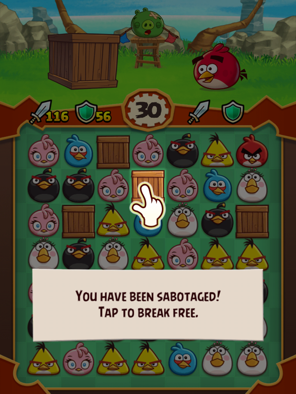 Angry Birds: Fight! (iPad) screenshot: You've been sabotaged