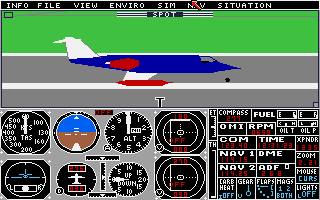 Flight Simulator II (Amiga) screenshot: The Learjet 25G on the runway.