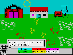 Fun School 3 for the Under 5s (ZX Spectrum) screenshot: Green with a border to prevent attribute problems